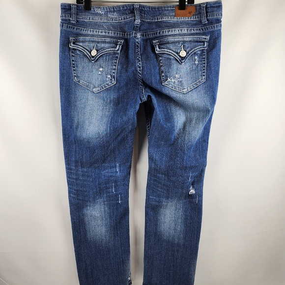 Vigoss Women Skinny Jean Mid Rise Distressed Flap Pocket Med Blue Sz 17 (36x30) - Picture 10 of 14